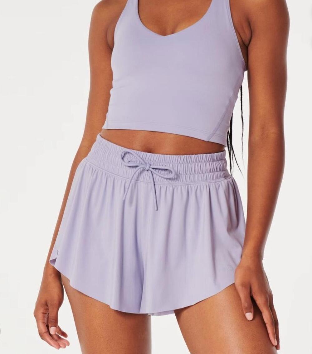 Gilly Hicks Purple Flowy Short Go Energize High-Rise Drawstring Athletic L Large